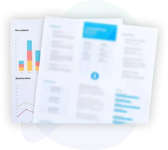 Page with charts One blurry page in front of a page with charts on it