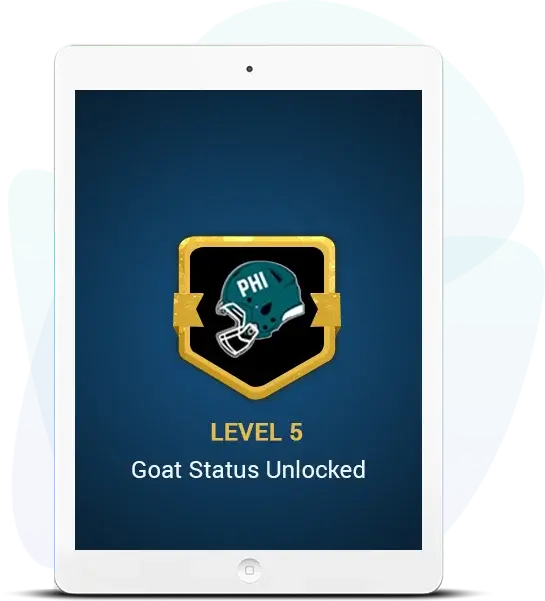 Philadelphia Helmet icon in game Tablet with Philadelphia Helmet icon on screen with text